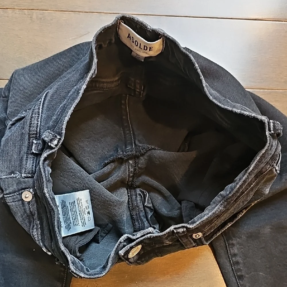 Agolde Distressed Chewed Hemline Toni Jeans, Mid-Rise, Black, Size 25
